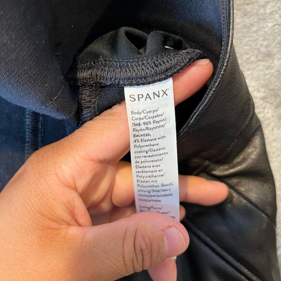 Spanx Leather-Like Ankle Skinny Pants Sz Large Black - Picture 5 of 7